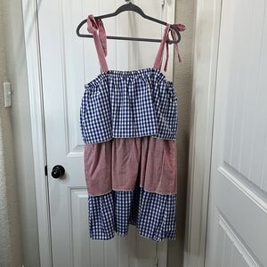 Layerz Clothing Firework Dress Red White Blue Plaid Check Picnic Core Patriotic